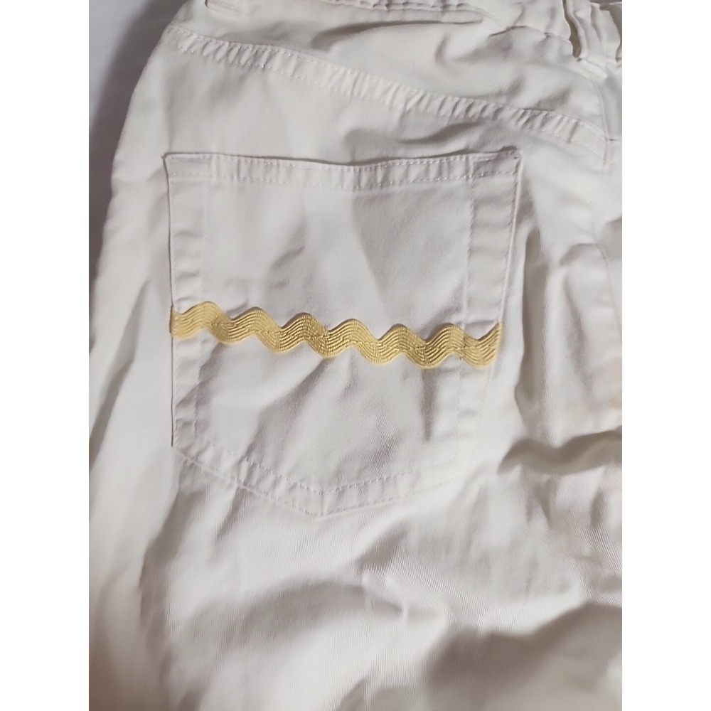 Lands End Girls Capri Pants White with Pineapple Applique SZ 8 Adjustable Waist - Picture 7 of 7